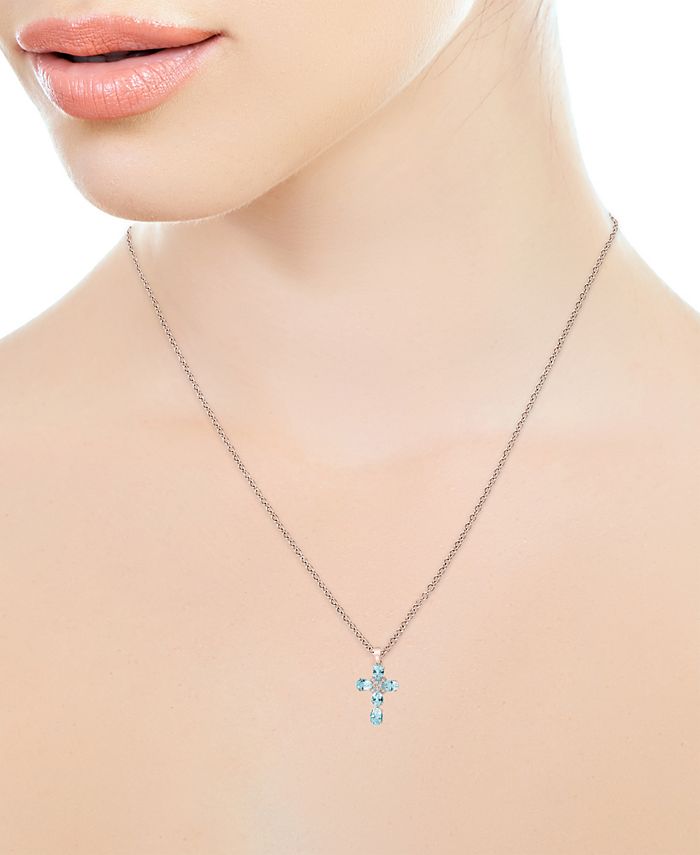 EFFY Collection - Aquamarine (2 ct. t.w.) & Diamond (1/10 ct. t.w.) 18" Pendant Necklace in 14k Rose Gold