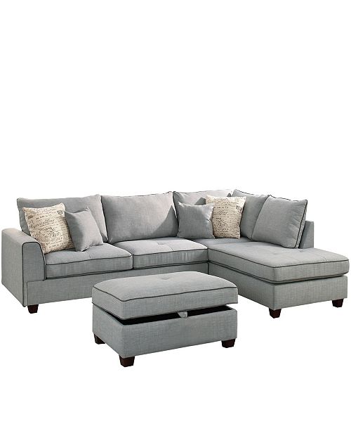 Furniture Venetian Worldwide Siena 3 Piece Sectional Sofa With