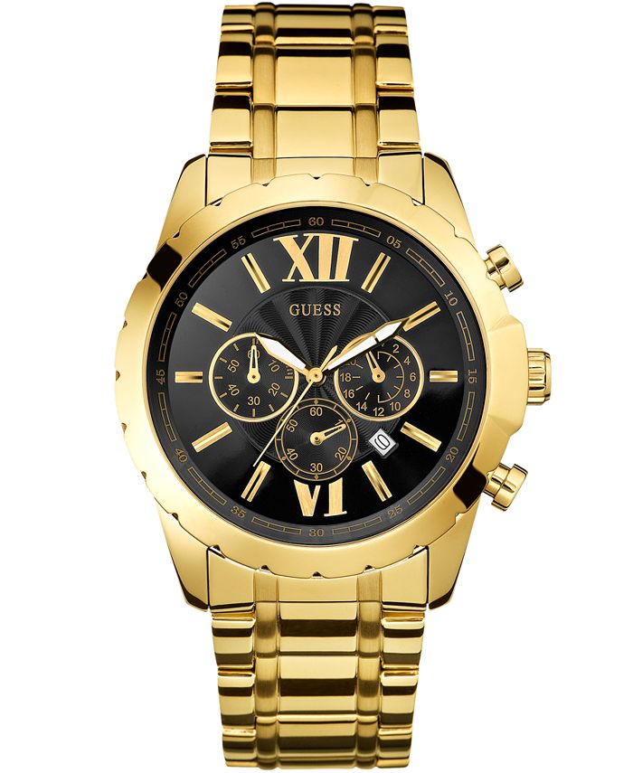 GUESS Men's Chronograph Gold-Tone Stainless Steel Bracelet Watch 45mm