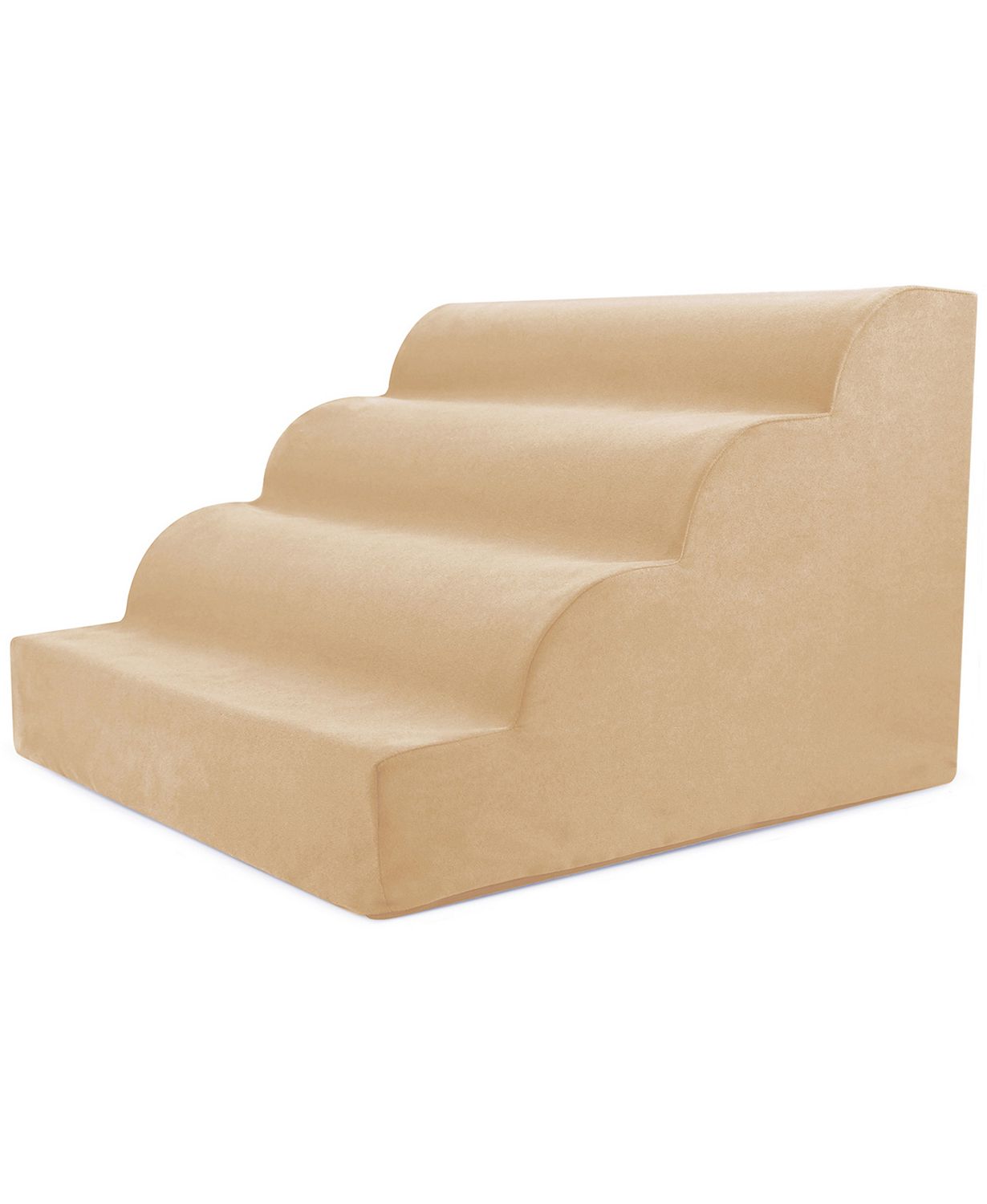 Home Base Pet Stairs, 4-Step Dog Steps for Bed and Couch, Soft Ramp for Cats and Dogs, High Density Foam Scalloped Design