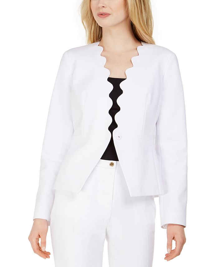Calvin Klein Snap-Front Scalloped Jacket & Reviews - Jackets & Blazers -  Women - Macy's