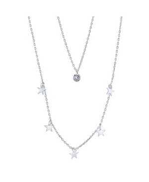 image of Unwritten Fine Silver Plated Star Bead Duo Necklace with Crystal Pendant