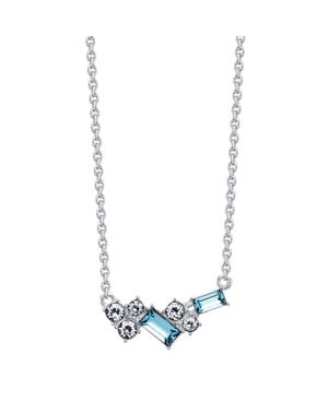 image of David Tutera Fine Silver Plated Aqua and Clear Swarovski Crystal Pendant Necklace by David Tutera Everyday Celebrations