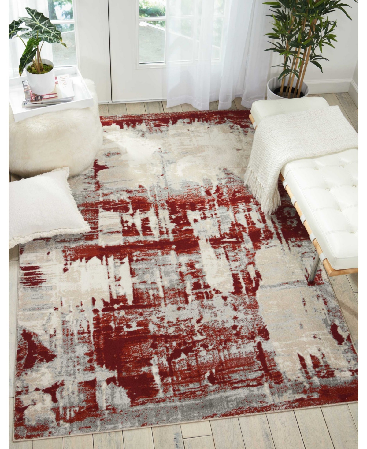 Long Street Looms Samuel SAM14 Ivory, Red 5'3