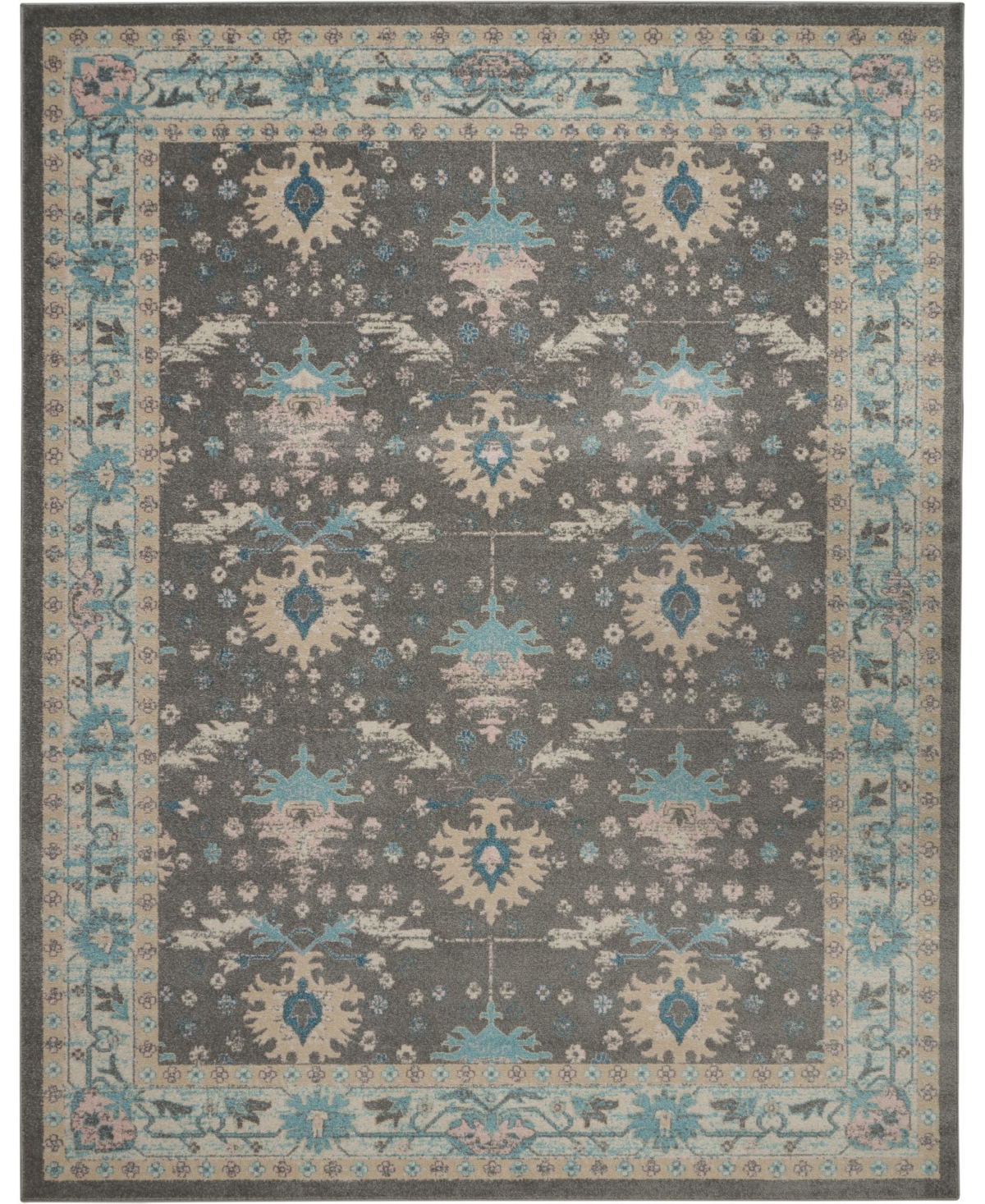 Long Street Looms Peace PEA10 8'10in x 11'10in Area Rug - Gray/Pink
