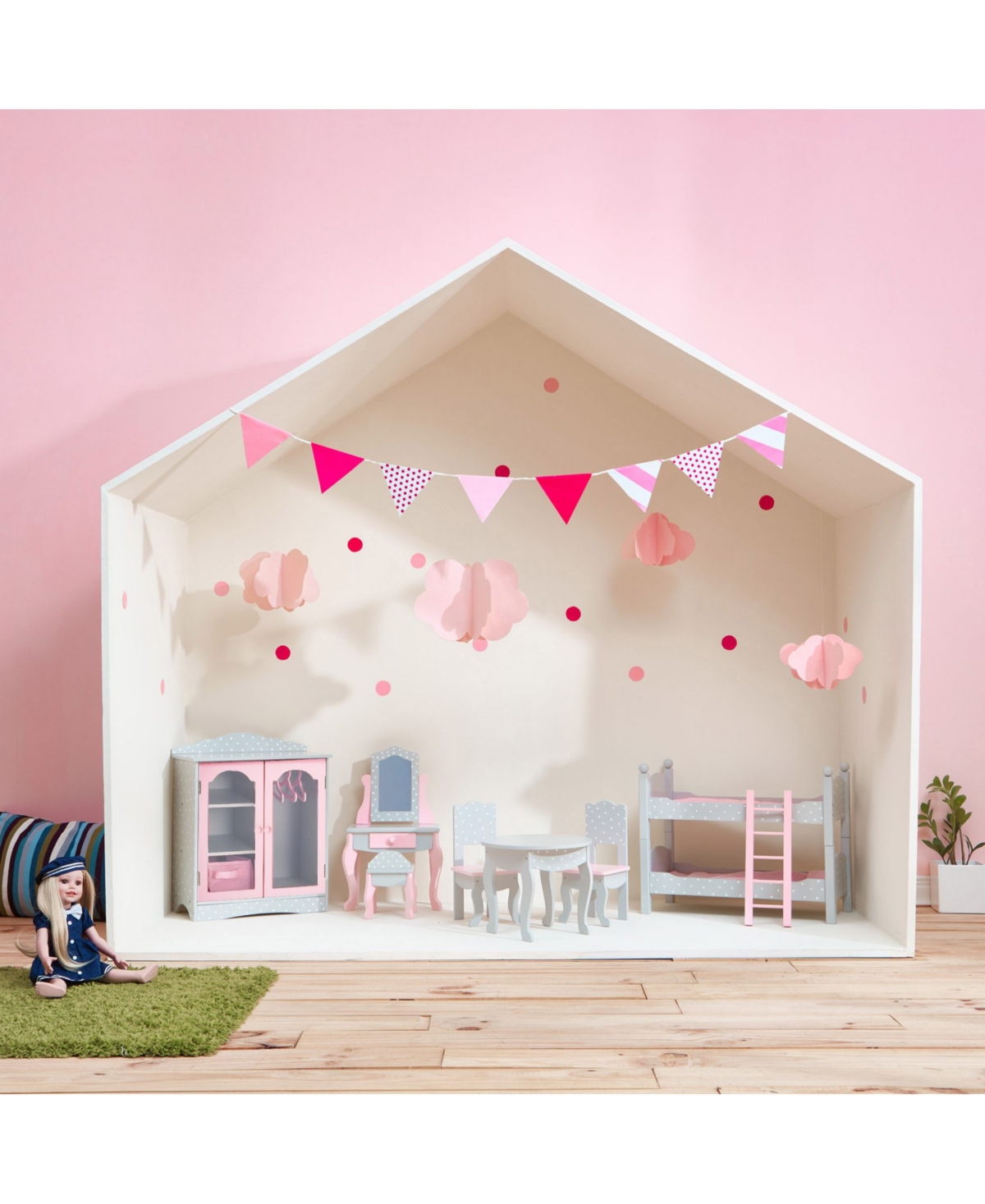 Shop Redbox Olivia's Little World Polka Dots Princess 18" Doll Fancy Closet In Grey