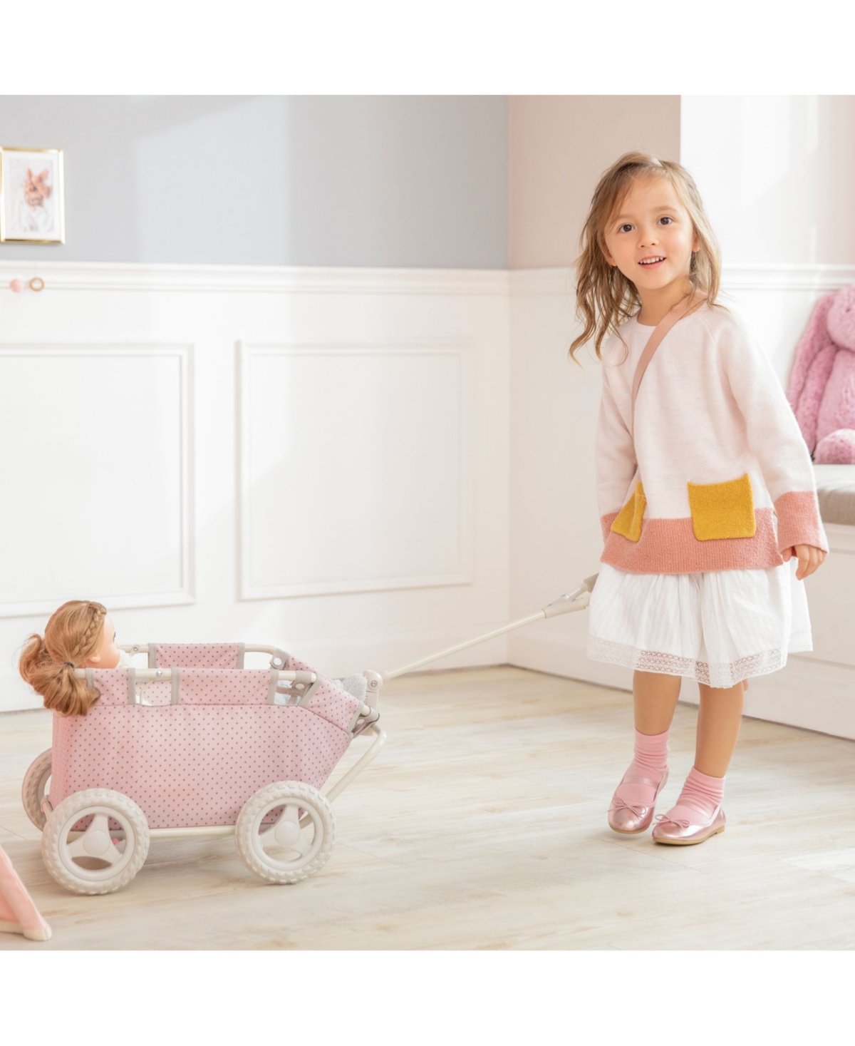 Shop Redbox Olivia's Little World Polka Dots Princess Doll Wagon In Pink