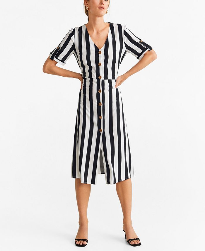 MANGO Buttoned Striped Dress - Macy's
