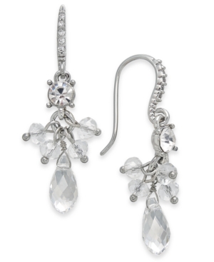image of Inc Silver-Tone Crystal & Shaky Bead Drop Earrings, Created for Macy-s