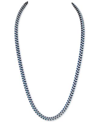 Esquire Men's Jewelry Fox Chain Necklace in Stainless Steel and Blue  Ion-Plate, Created for Macy's - Macy's