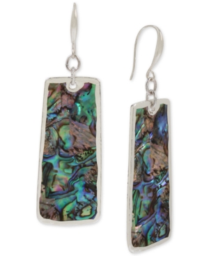 image of Robert Lee Morris Soho Silver-Tone Rectangle Stone Drop Earrings