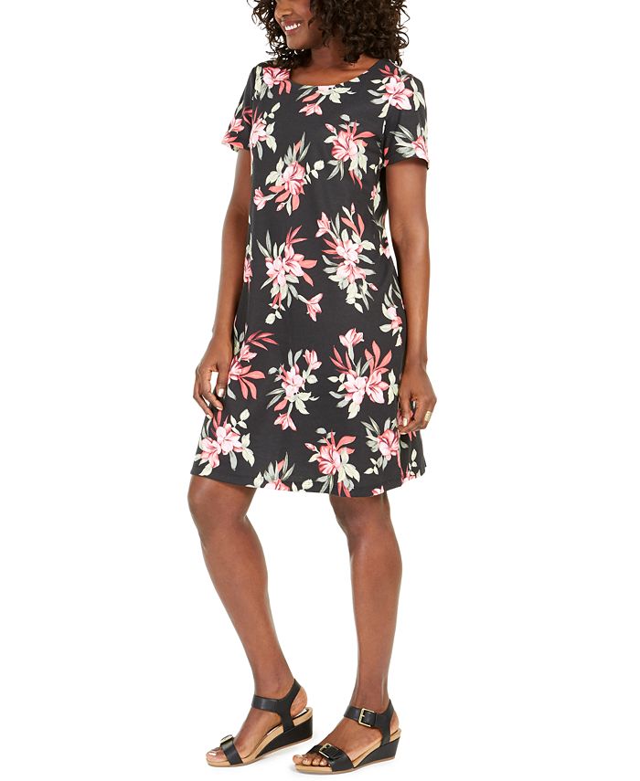 Karen Scott Petite Printed Scoop-Neck Dress, Created for Macy's ...