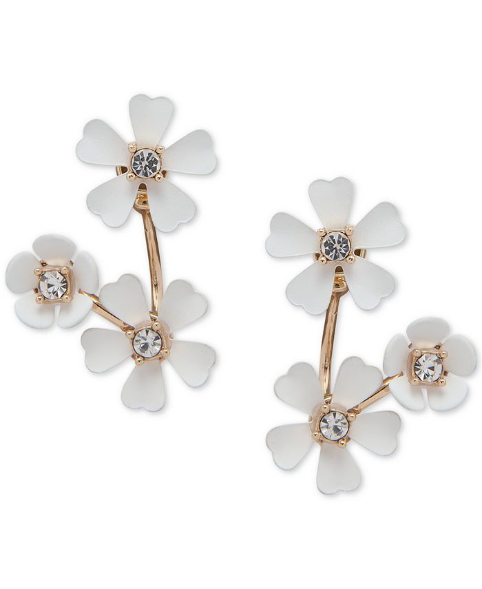 lonna & lilly Gold-Tone Crystal Flower Front-and-Back Earrings ...