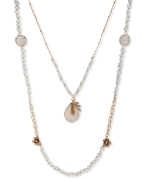 image of lonna & lilly Gold-Tone Crystal & Stone Double-Row Beaded Necklace, 36