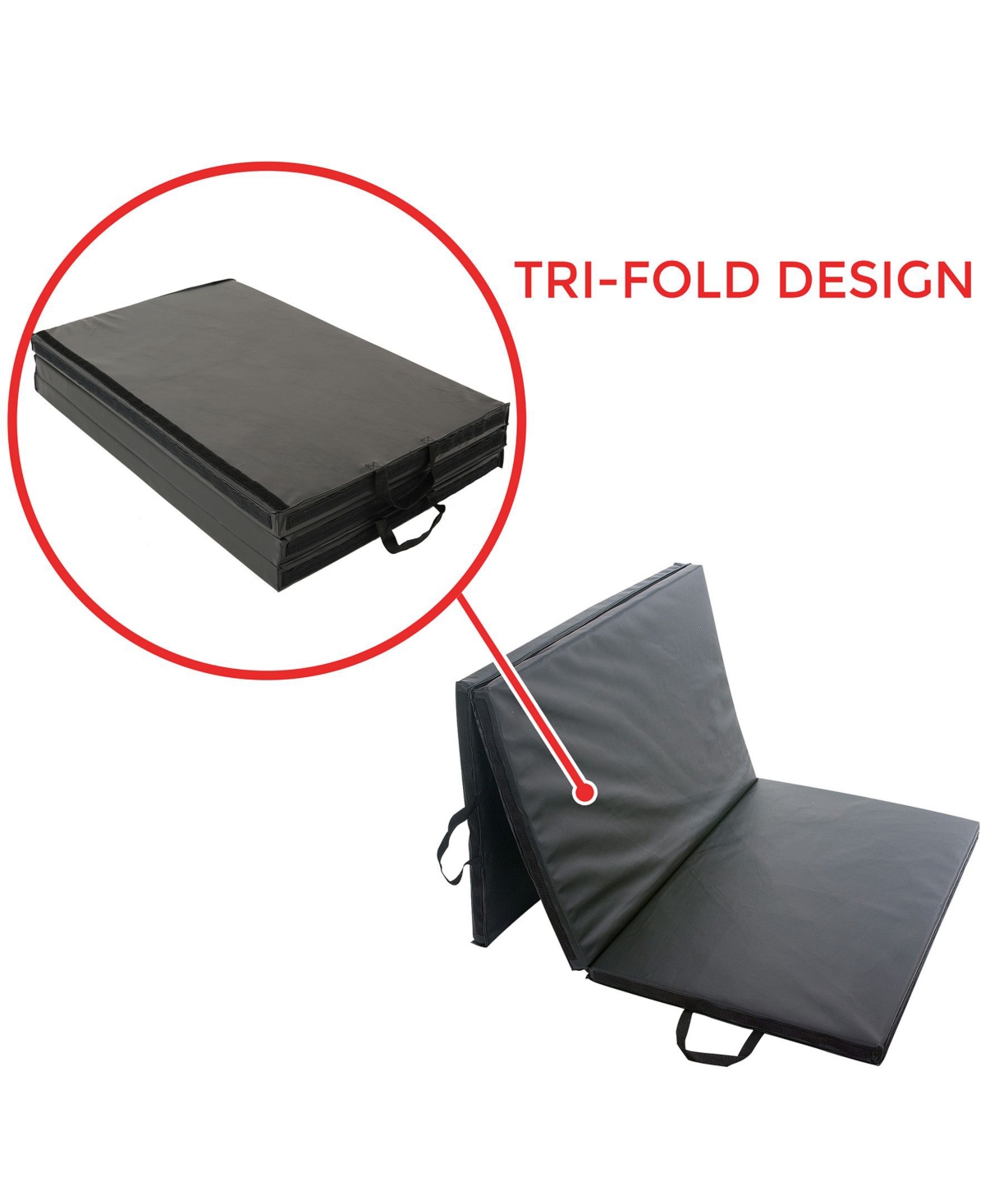 Sunny Health & Fitness Thick Folding Exercise Yoga Mat, Tri Fold