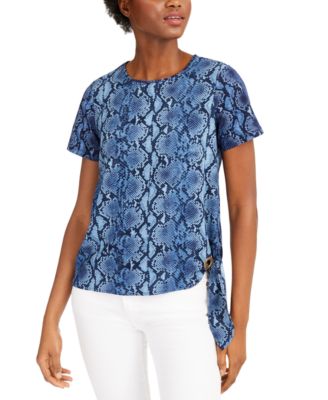 Michael Kors - Mixed-Media Tie-Hem Top