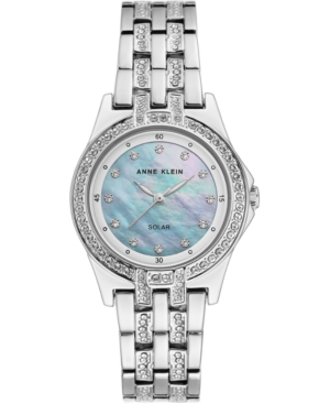 image of Anne Klein Women-s Considered Solar-Powered Silver-Tone Bracelet Watch 31.5mm