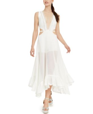 white fringe maxi dress