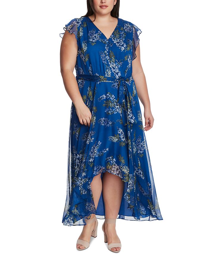 Vince Camuto Plus Size Floral-Print High-Low Dress - Macy's