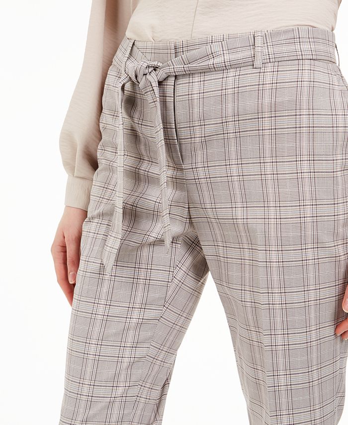 Calvin Klein XFit Plaid TieBelted Slim Fit Pants Macy's