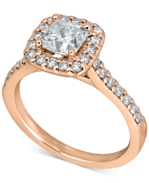 image of Diamond Cushion Halo Engagement Ring (1-1/2 ct. t.w.) in 14k Rose Gold