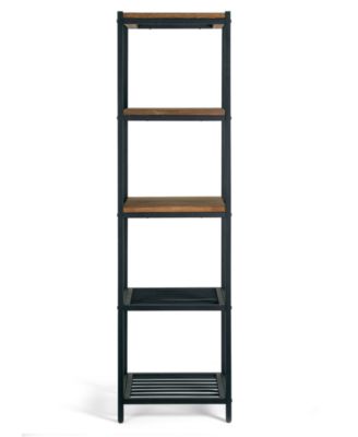Ailis 57" Pine Wood Metal Frame Etagere Bookcase Shelf Media Center