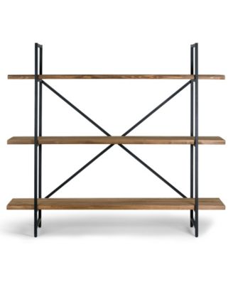 Ailis 56" Pine Wood Metal Frame Etagere Three Wide Shelf Bookcase Media Center