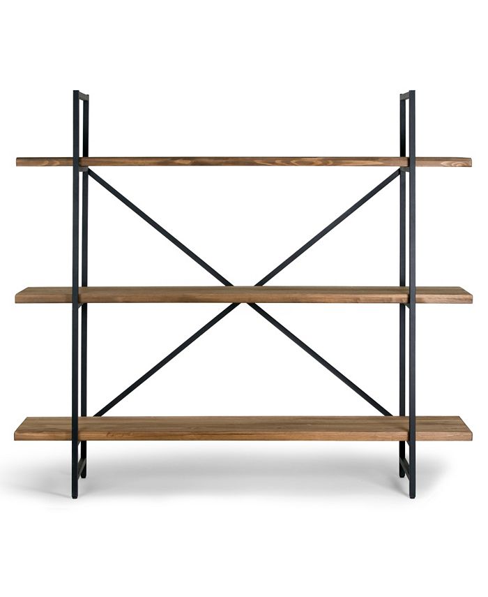 Glamour Home Ailis 56" Pine Wood Metal Frame Etagere Three Wide Shelf