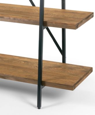 Ailis 71.5" Leaning Etagere Pine Wood Metal Frame Bookcase Five-Shelf Media Tower