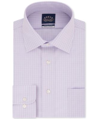 Eagle - Men's Slim-Fit Non-Iron Stretch Collar Dusty Lavender Check Dress Shirt