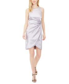 Draped Satin Wrap Dress