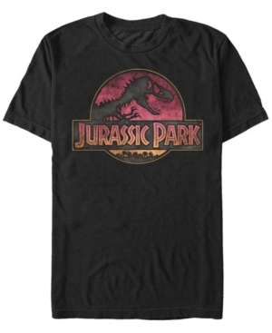 Fifth Sun Jurassic Park Men's Distressed Gradient Logo Short Sleeve T-shirt In Black