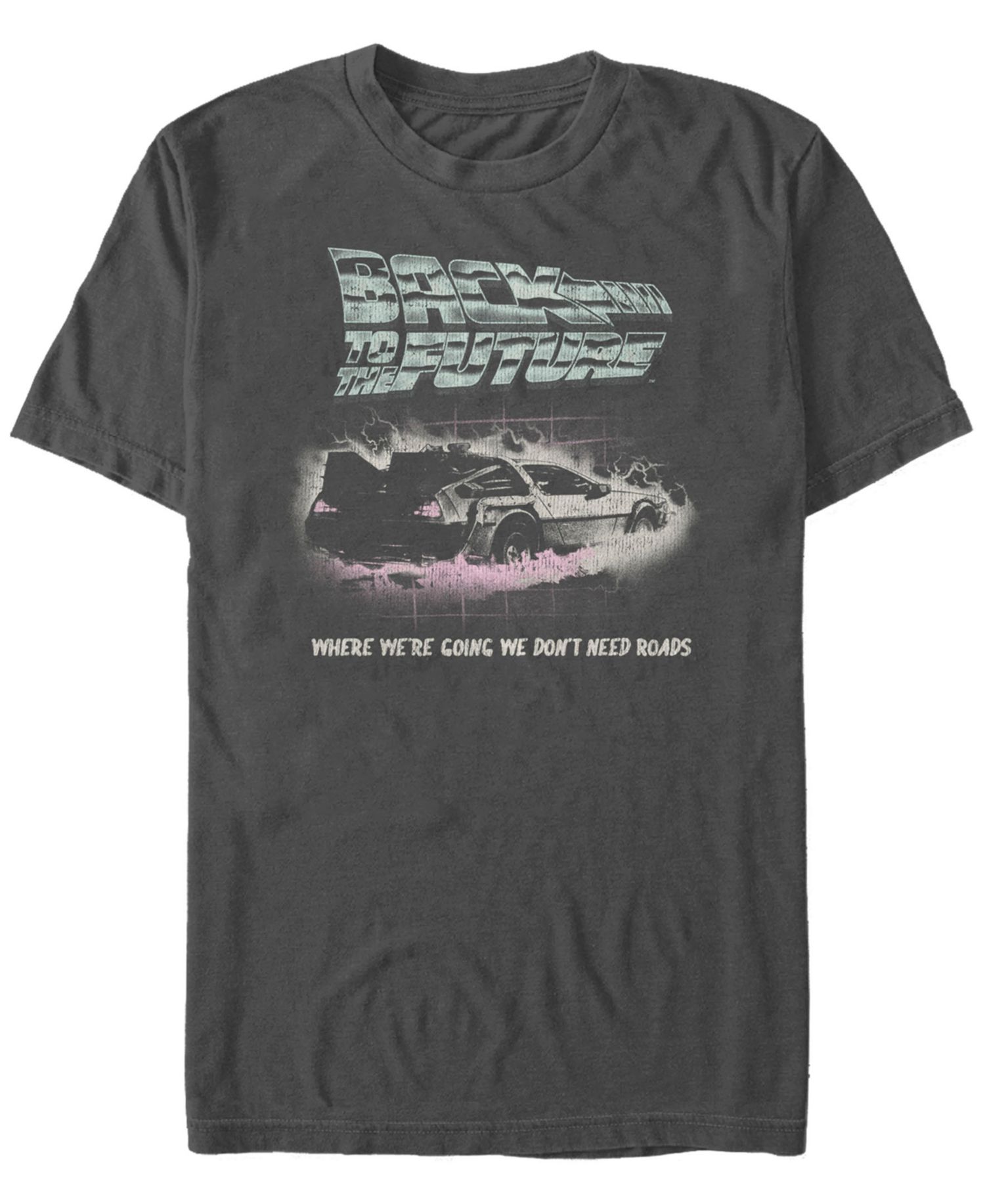 Back to the Future Franchise Men's Delorean We Don't Need Roads Short Sleeve T-Shirt