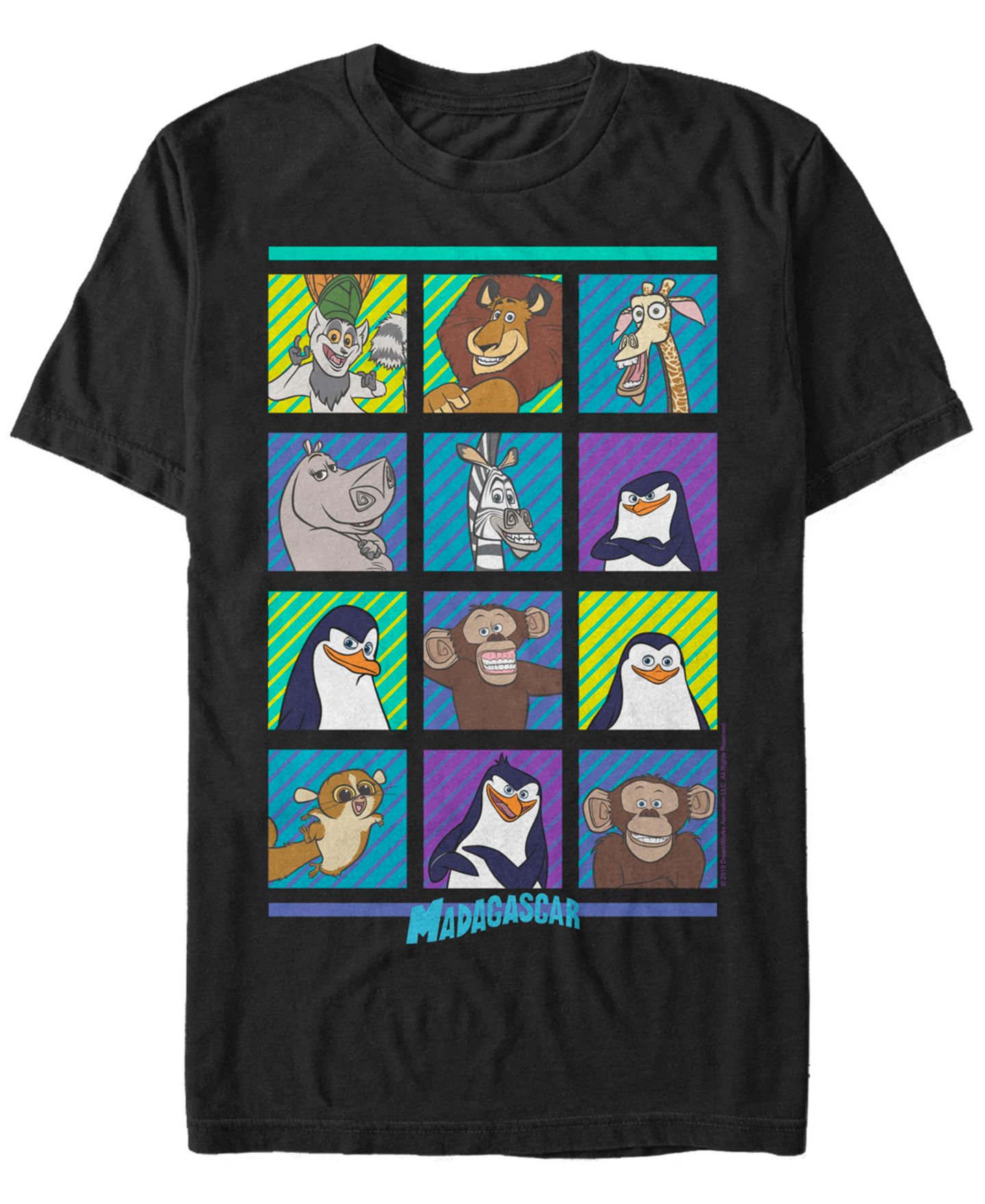 Мужская футболка Fifth Sun Madagascar Character Box Up Short Sleeve, цвет: Чёрный — фото 1