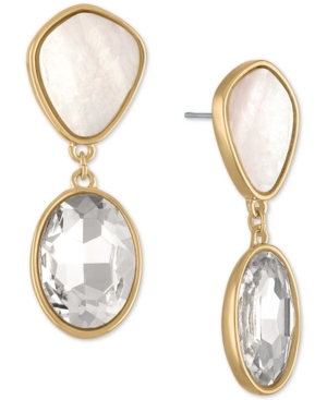 image of Rachel Rachel Roy Gold-Tone White Stone & Crystal Double Drop Earrings