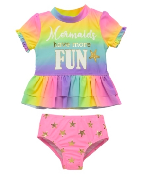 Wetsuit Club Infant Girls 2 Piece Rashguard Set Featuring Rainbow Design