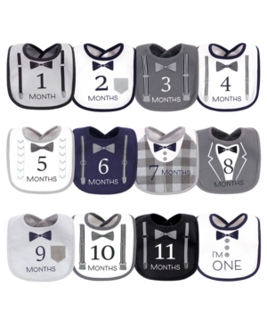 Hudson Baby Baby Boys Brand New Terry Drooler Bibs with Fiber Filling Pack of 10