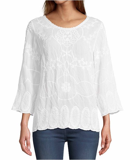 Jpr John Paul Richard Embroidered Cotton Top Reviews Macy S