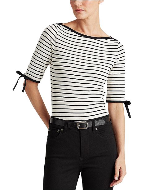 Lauren Ralph Lauren Stretch Cotton Boatneck Top Reviews Macy S