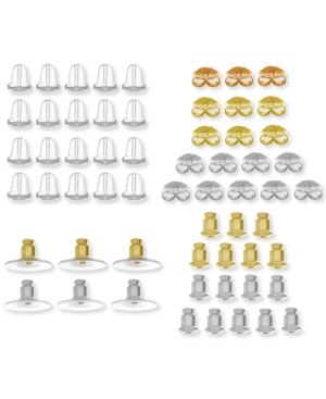 image of Essentials Tri-Tone Fine Silver Plated Earring Backs, Set of 60