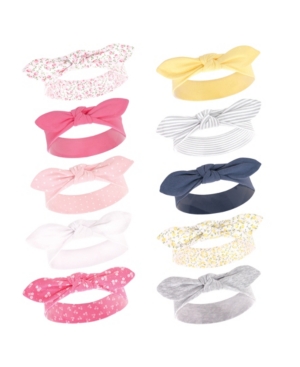 image of Hudson Baby Baby Girls Floral and Synthetic Headbands, Pack of 10