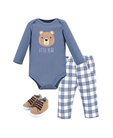 Baby Boys Little Bear Bodysuit, Pant and Shoe Set, Pack of 3