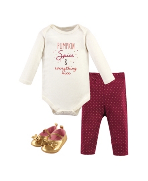 Hudson Baby Baby Girls and Boys Pumpkin Spice Bodysuit Pant and Shoe Set Pack of 3