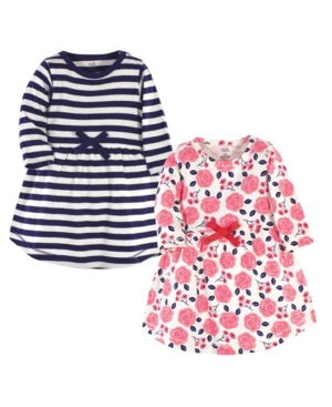 Touched by Nature Baby Girls Rose Long-Sleeve Dresses Pack of 2