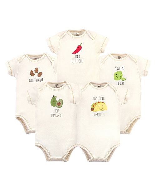 Touched By Nature Baby Girls And Boys Taco Bodysuits Pack Of 5