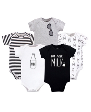 Little Treasure Baby Girls and Boys But First Milk Bodysuits Pack of 5
