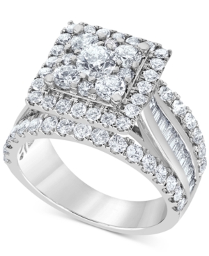 image of Diamond Square Halo Multi-Row Engagement Ring (3 ct. t.w.) in 14k White Gold