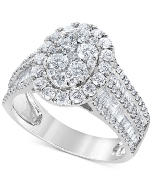 image of Diamond Oval Cluster Engagement Ring (2 ct. t.w.) in 14k White Gold