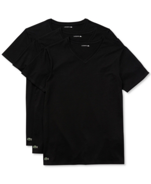 Lacoste Men's 3-Pk Essential Cotton V-Neck Regular Fit Undershirts