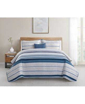 VCNY Home Skye Stripe 4-Piece Full/Queen Quilt Set - Macy's